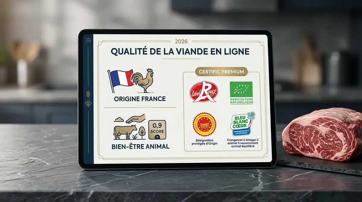 Guide 2026 qualité boucherie en ligne : critères Origine France, bien-être animal et labels Label Rouge, Bio, AOP.