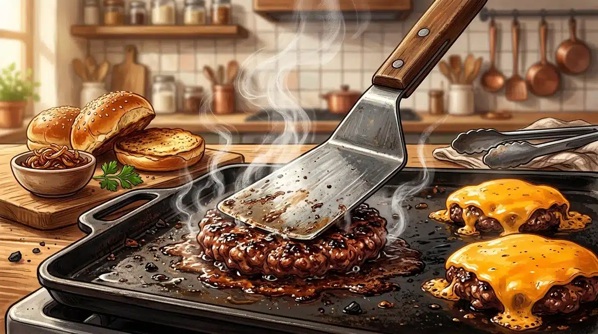 Illustration d'un mini burger maison smashé avec cheddar pour une recette d'apéro économique et réussie.
